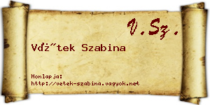 Vétek Szabina névjegykártya